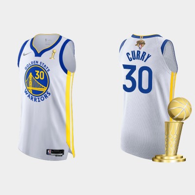 Golden State Warriors #30 Stephen Curry Men's Nike White 2021-22 NBA Finals Champions Authentic Jersey Men's